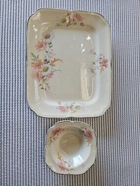 Vintage Edwin M. Knowles party platter and dip bowl   (G6)